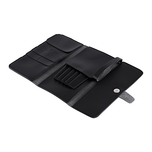 Foldable Hair Scissor Bag PU Leather Scissors Waist Pack Barber Hairdressing Tool Pouch Case , Black