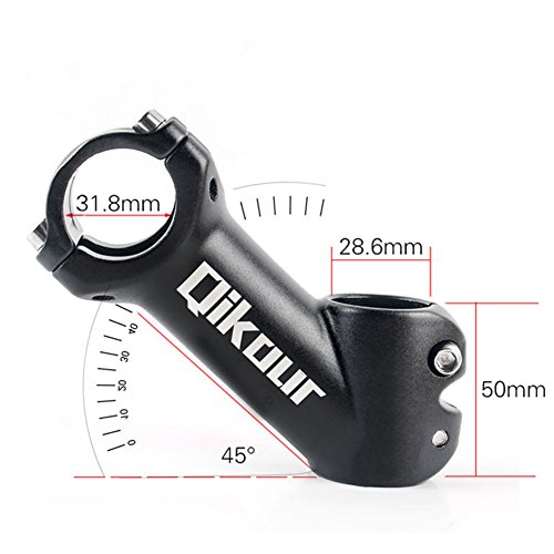 MTB Stem 31.8 90mm 45 Degree Bike Stem Wake Mountain Bike Stem Short Handlebar Stem for Most Bicycle, Road Bike, MTB, BMX, Fixie Gear, Cycling (Aluminum Alloy, Lightweight, Black)