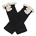 Jelinda Girl's Cotton Lace Button Boot Cuffs Toppers Leg Warmer Socks (Black)