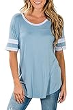 Coutgo Woman's Sexy Round Neck Solid Shirt Tops Rugby Tee