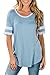 Coutgo Woman's Sexy Round Neck Solid Shirt Tops Rugby Tee