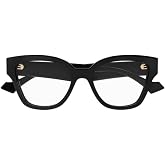 Gucci GG1424O 005 Eyeglasses Women's Black/Gold Full Rim Cat Eye 54mm