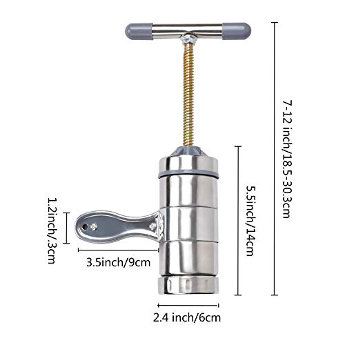 Stainless Steel Manual Pasta Machine Noodle Maker with 5 Noodle Mould