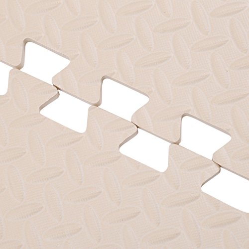 Homgrace Interlocking Floor Mat, EVA Foam Puzzle Tiles, Protection Mats, Children’s Soft Foam Eva Play Mats for Gym, Play Area, Exercise, Yoga (beige)