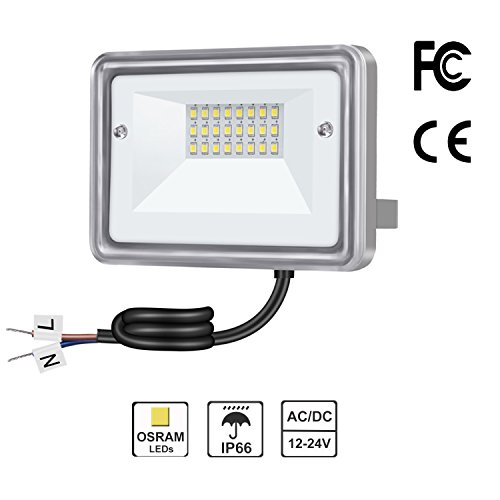 10W LED Flood Light, AC/DC 12-24V, 950LM(100W Equiv.), 3000K Warm White, Outdoor Waterproof Led Security Lights for Yard, Driveway, Garden