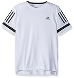 adidas Boy's Youth Tennis Boys Club 3 Stripes Tee, White, Medium