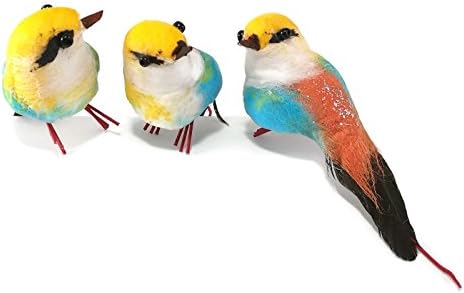 Dinso Spun Cotton Birds Animal figurine Handcraft Decore Feather Ornament 1