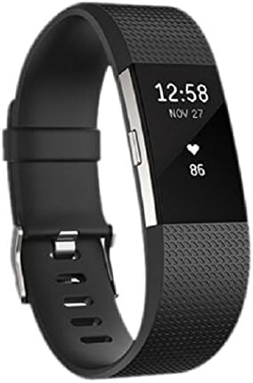KOMEI Replacement Bands for Fitbit Charge 2, Fitbit Charge 2 Silicon Accessory Replacement Bands with Clasp For Fitbit Charge 2 Bracelet Sport (black, Large)