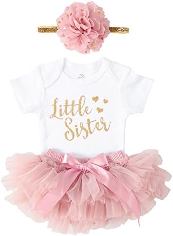 OoSweetCharlotteoO Newborn Baby Girl Coming Home Outfit Little Sister Bodysuits 3pcs