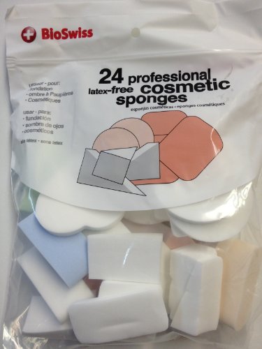 Professional Latex Free Cosmetic Sponges 24 Count for Foundation Make Up by BioSwiss