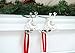 Haute Decor The Original MantleClip® Stocking Holder with Removable Holiday Icons, Silver 2-Pack (Reindeer Icons)