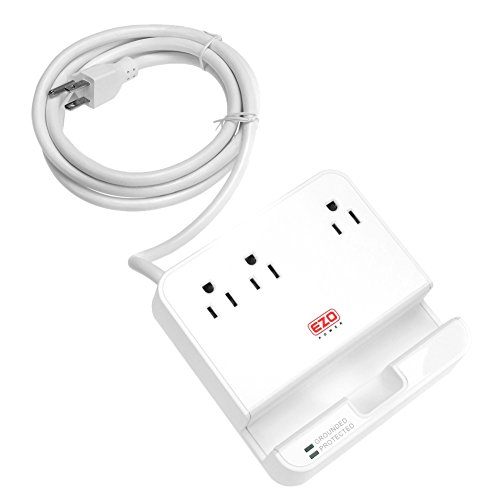 UL-LISTED-Charger-Station-EZOPower-Desktop-Charging-Power-Strip-Surge-Protector-with-3-AC-Outlets-3-USB-Port-63A-and-Built-in-Phone-Tablet-Holder-Stand-Slot-for-iPhone-iPad-Tablet-White