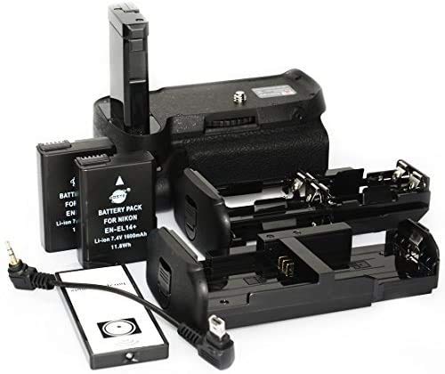 DSTE® Pro IR Remote BG-2F Vertical Battery Grip + 2x EN-EL14 Battery for for Nikon D3100 D3200 SLR Digital Camera