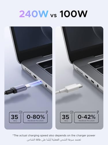 UGREEN 240W USB C to USB C Cable 2 Pack PD 3.1 Fast Charging Cable, Type C Charger Cord Compatible with MacBook Pro/Air, HP Laptop, iPad Pro/Air, iPhone 17/16/15, Galaxy S25 Ultra, 1M 2Pack New Series
