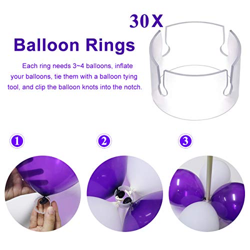2 Set Balloon Column Kit Base Stand and Pole 6 feet Height + 30Pcs Balloon Rings, Balloon Tower Decoration for Birthday Party Wedding Party Event Decorations - Thumbnail 3