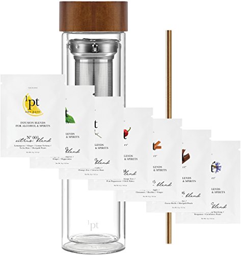 Teroforma 1PT Master Kit - Spirit & Alcohol Home Bar Infuser Kit w/Infusion Bottle & Variety Pack, 4 Piece Set