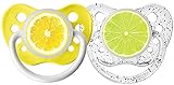 Ulubulu Expression Pacifier Set, Unisex, Lemon and Lime, 6-18 Months