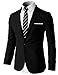 H2H Mens Slim Fit Single One Button Blazer Jackets with Pocketchief Trim