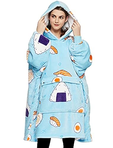 KFUBUO Wearable Blanket Hoodie for Adults Sherpa All Patterns Sushi  Oversized Sweatshirt Blanket with Pockets Cute Birthday Gifts for Women in  Oman