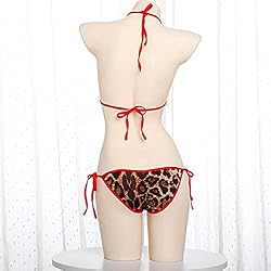 Women's Halter Triangle Bikini Sets Leopard Thong