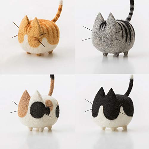 Truslin - DIY Needle Felting Kit with Gift Box Faceless Cat - Pastoral Cat, American Shorthair, Japanese Bobtails and Tuxedo Cat - 4 in 1 Kit