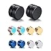 Paxuan 5 Pairs Mens Womens Silver Gold Black Blue Hypoallergenic Stainless Steel Magnetic Stud Earrings Non Piercing Clip on Earrings 6MM (6MM) primary