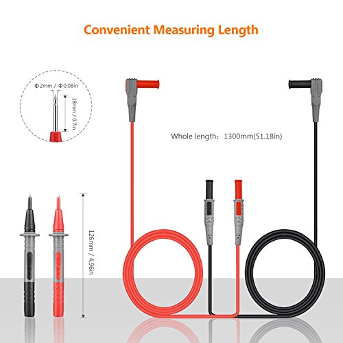 TACKLIFE Electronic Test Leads Kit, Digital Multimeter Leads with Protective Cover Replaceable Test Meter & Clamp Meter Probes Tips Set of 4-Pieces, MELT02