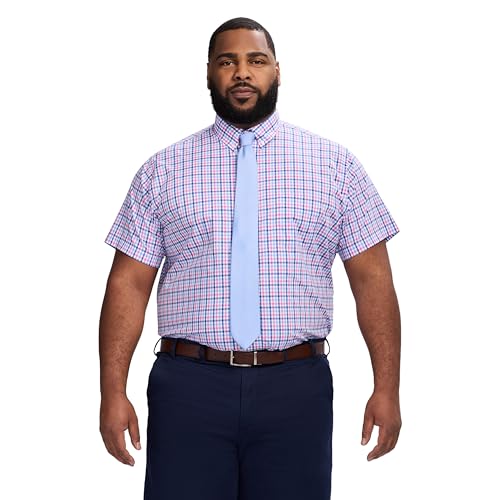 Izod Men's Big and Tall Dress Shirt Short Sleeve All Over Stretch Button Down C…