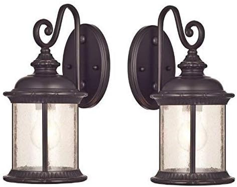 Westinghouse New Haven One-Light Exterior Wall Lantern on Steel with Clear Seeded Glass, Oil Rubbed Bronze Finish (2 Pack)