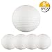 5 Packs White Hanging Paper Round Lanterns Chinese Ball Lanterns 12 inch Decorative for Birthday Bridal Wedding Baby Shower Parties Assorted Sizes (White, 12'')