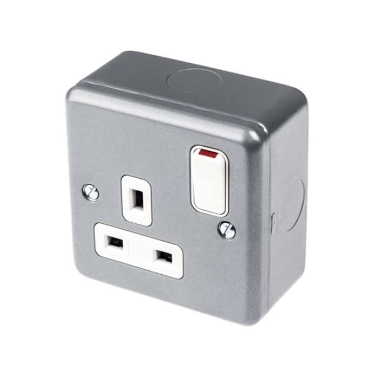 Mr. Gadget's Solutions® 1 Gang Single Metal Clad Switched Socket Outlet 13A – BS 1363 Certified for UK Use