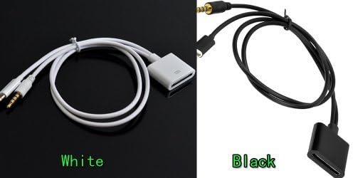 California Cable Market โข Platnium Deal 2 Pieces of 30 Pin to 8 Pin Lightning Adapter Converter with Audio Support 3.5 mm Aux Auxiliary Output Jack Black and White