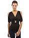 PattyBoutik Women's V Neck Cut Out Shoulder Short Sleeve Blouse