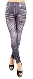 Amour Denim Look Faux Jean Blue Stretchy Leggings Tights Pants Trousers