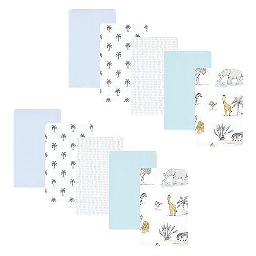 Hudson Baby Unisex Baby Cotton Flannel Burp Cloths 10-Pack, Boy Safari World, O…