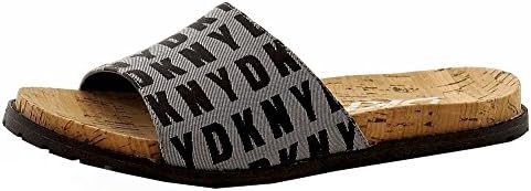 Donna Karan DKNY Women's Slide Logo White/Black Fashion Sandals Shoes Sz: 7.5