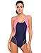 Ekouaer Women's Swimsuit One Piece Swimwear Athletic Training Racerback Splice Swimsuit