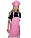 Kids Apron and Chef Hat Set. Adjustable Hat. Fits Childs Size Medium 6-12. (Lt. Pink) - Free eBook