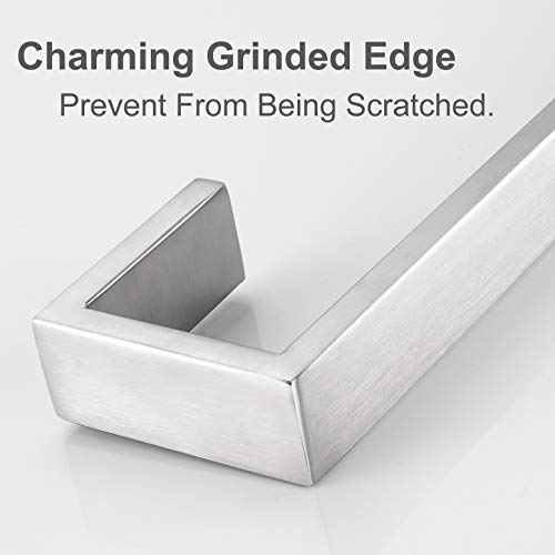Nolimas Bathroom Hardware Towel Bar SUS 304 Stainless Steel Square Towel Ring Shelf Holder Rack Bath Kitchen Garage Heavy Duty Wall Mounted, Nickel Brushed