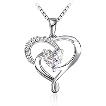 Colgante, J.Rosée Collar Plata de Ley 925 "Mi Corazón Te Seguirá" 5A Circón Regalo para Día de San Valentín (45cm-50cm)