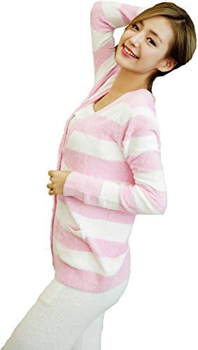 [Luce Miraco] Womens Nightgown Comfort Cotton Sexy Sleepwear Pajamas Tops (White&amp;Pink)