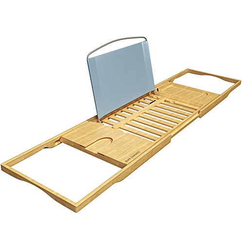 Bath Dreams Luxury Bamboo Bathtub Caddy Tray  with Extending Sides