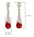 CNCbetter Women Charms Jewelry Austrian Crystal Charms Red Teardrop Screw Back Clip On Earring