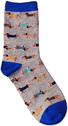 Socks Colorful Women animal Funky socks Comfortable Long Pairs Cotton 35(225)-43(265) (Blue Dachshund)