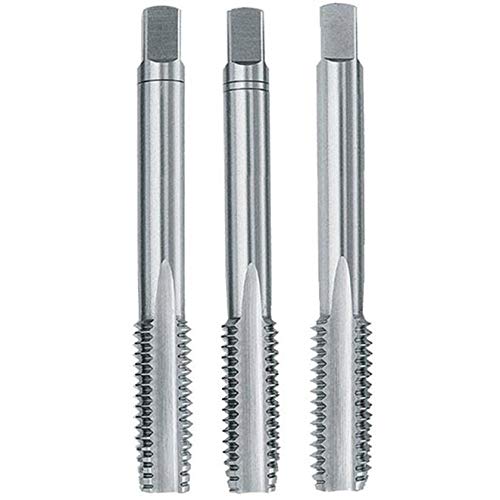 Dormer E1081/4NO8 Series E108 HSS Straight Flute Serial Hand Tap UNC with Bright Finish, DIN352 Standard, NO8, 1/4"-20 Thread, 6.35 mm Cutting Diameter, 56 mm Length
