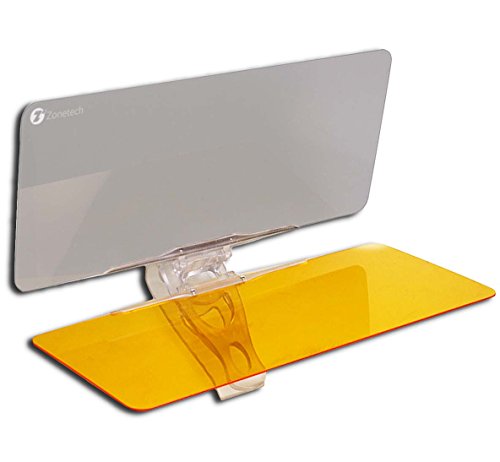 Zone Tech Multifunctional Day and Night Vehicle Clip on Adjustable Anti-Glare Sun Visor protects against sun rays, headlights, tailgates, damaging UV rays and blue light