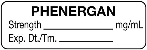 MedValue Anesthesia Label, Phenergan mg/mL, 1-1/2" x 1/2", White - 610 Label Per Roll