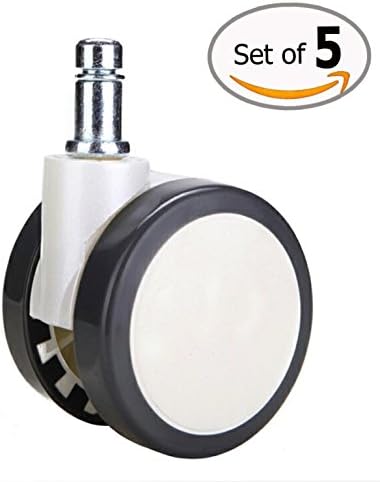 The Premier Office Chair Caster Wheels PU Large 60mm (2.5”) White/Grey. - Standard Size wheel will fit most chairs. Perfect for Hardwoods or Carpet. Quiet &amp; Smooth! The Best Quality Guaranteed!