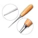 LIGONG 7 Pieces Sewing Needles with Leather Waxed Thread Cord Drilling Awl and 10 Pieces Thimble for Carpet Leather Curved Canvas Repair