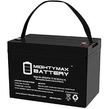 thumbnail image 2 of Mighty Max 12V Group 34 Battery 60Ah - For Permobil C350 Corpus 3G Wheelchair & More 2 of 5
